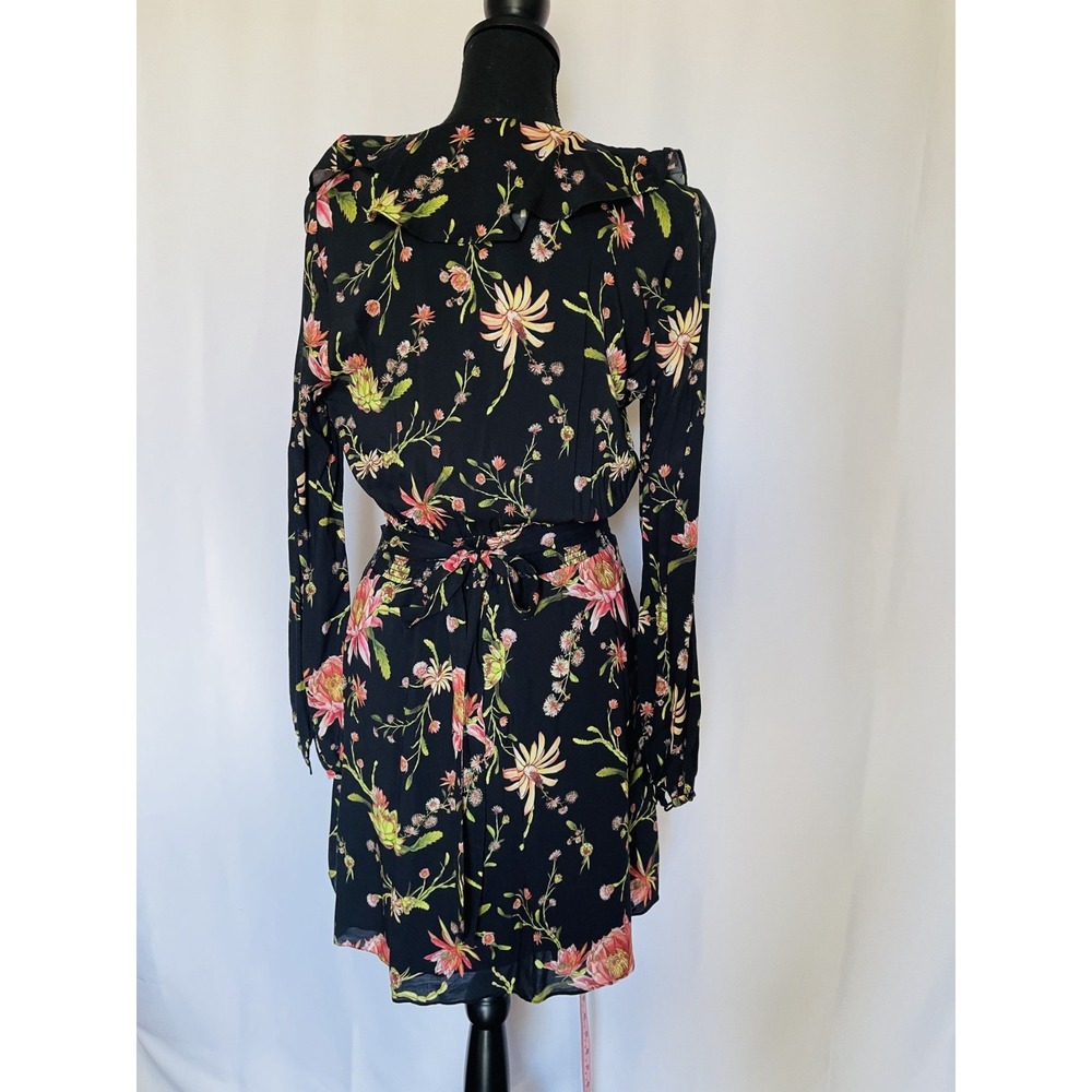 RACHEL ZOE Women Longsleeve V-Neck Floral Mini Dress Size 2 - Picture 6 of 12